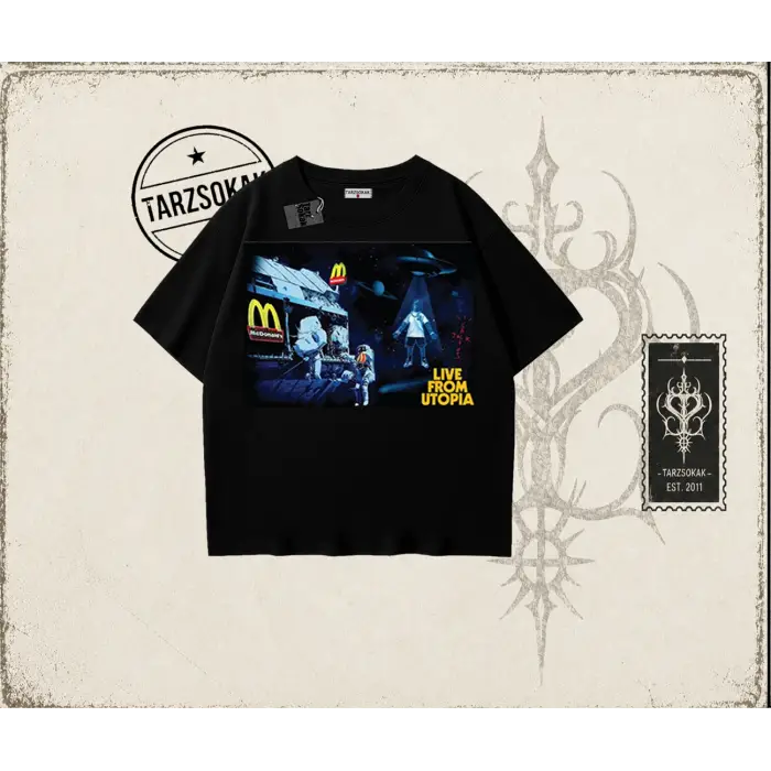 Unisex Live From Utopia Travis Scott Oversize Unisex Tişört Beyaz