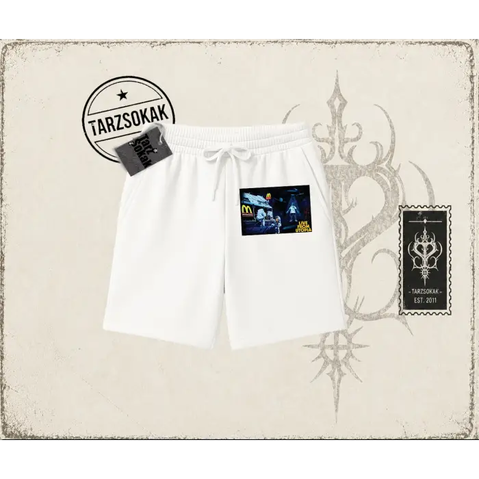 Unisex Live From Utopia Travis Scott Unisex Şort Beyaz