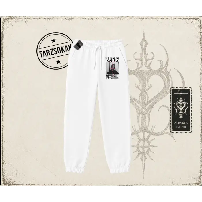 Unisex Look Mom I Can Fly Unisex Jogger Eşofman Altı Beyaz