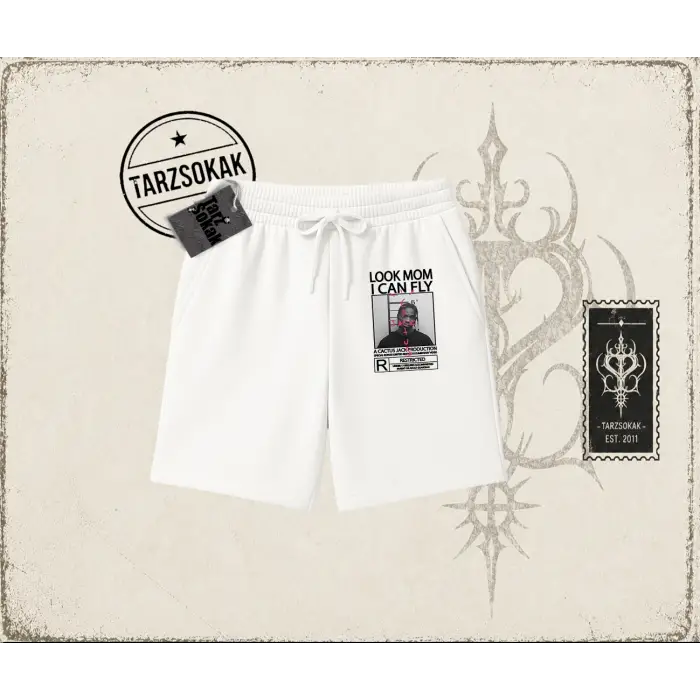 Unisex Look Mom I Can Fly Unisex Şort Beyaz