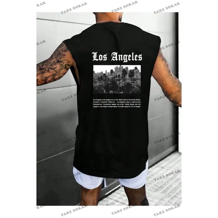 Unisex  LOS ANGELES BASKILI OVERSİZE KOLSUZ