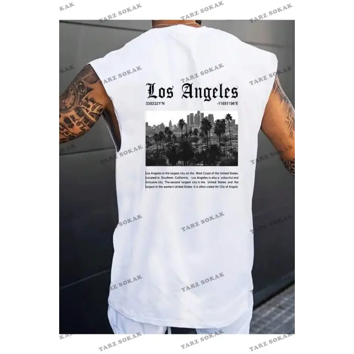 Unisex  LOS ANGELES BASKILI OVERSİZE KOLSUZ