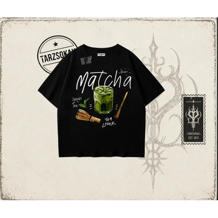 Unisex Matcha Oversize Unisex Tişört Beyaz