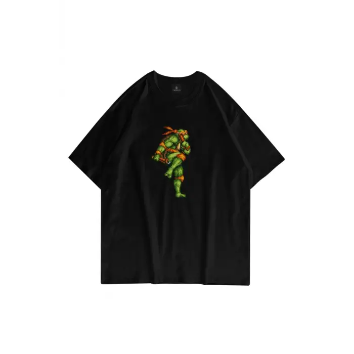 Unisex Michelangelo Ninja Turtles Siyah Tshirt