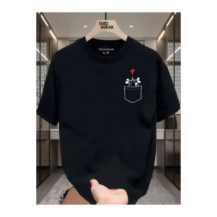 UNİSEX Mickey Minimalis Baskı T-shirt