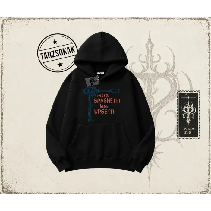 Unisex More Spaghetti Oversize Unisex Kapşonlu Sweatshirt Beyaz