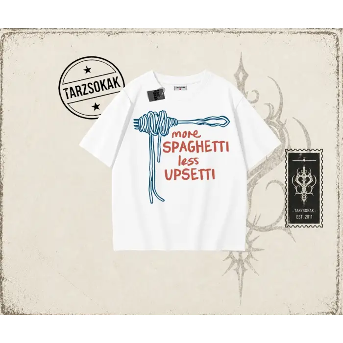 Unisex More Spaghetti Oversize Unisex Tişört Beyaz