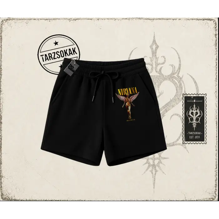 Unisex Nirvana Angel Unisex Şort Beyaz