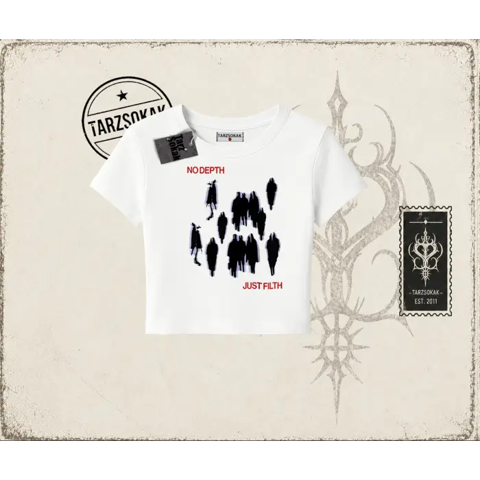 Unisex No Depth Kadın Baby Tee Beyaz