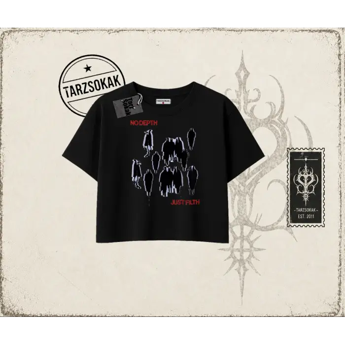 Unisex No Depth Kadın Crop Tişört Beyaz