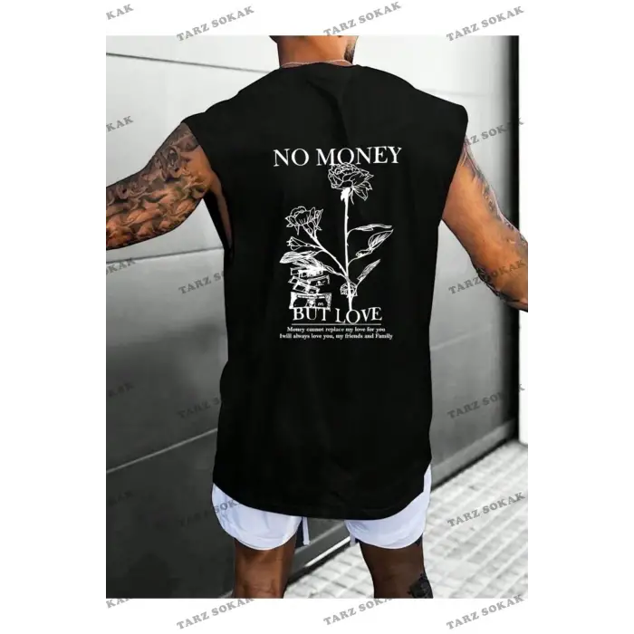 Unisex  NO MONEY BASKILI OVERSİZE KOLSUZ