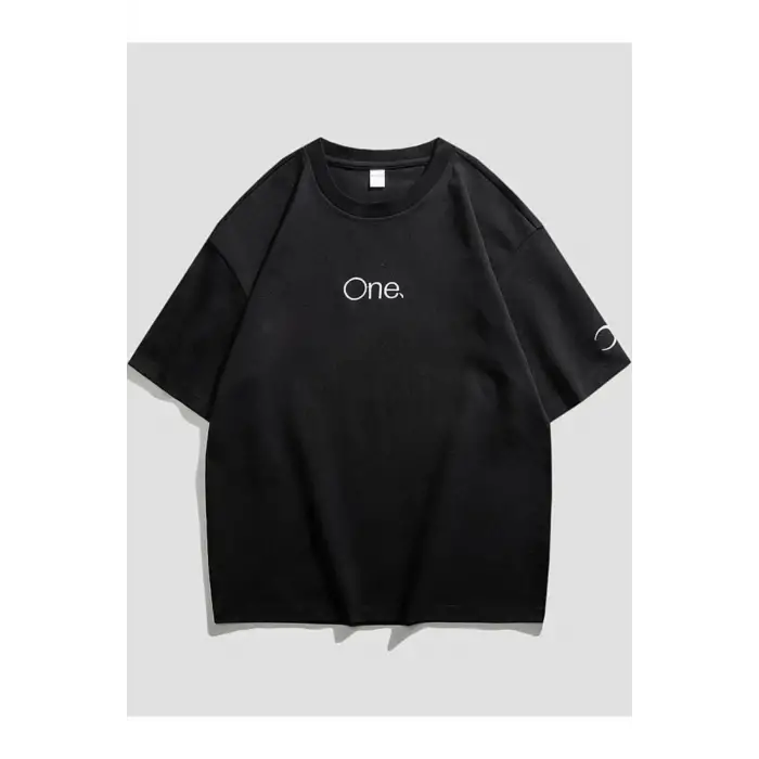 Unisex One Kol Hilal Baskılı Oversize %100 Pamuk