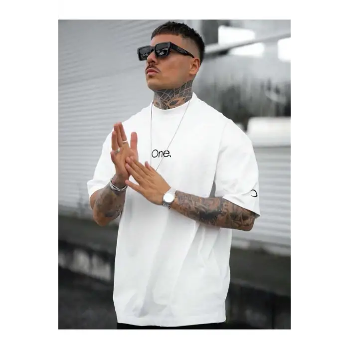 Unisex One Kol Hilal Baskılı Oversize %100 Pamuk