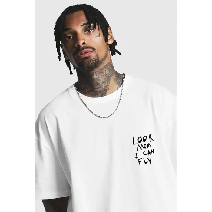 Unisex Örme Look Mom I Can Fly Basklı