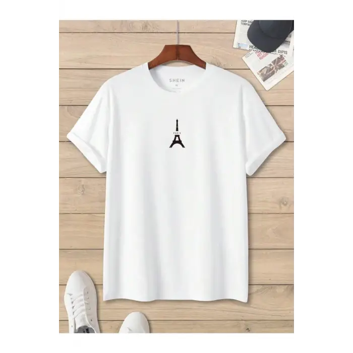 Unisex Oversize Eyfel Kulesi Baskılı T-shirt