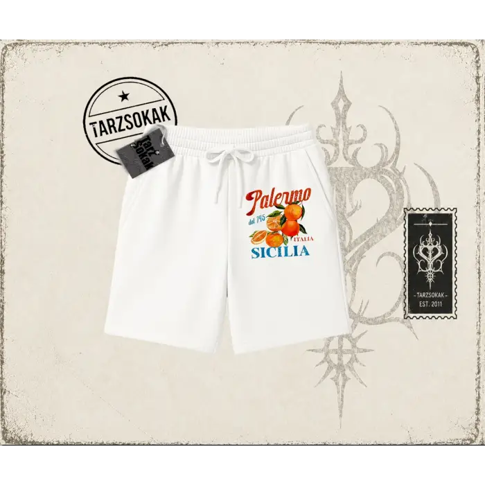 Unisex Palermo Sicilia Unisex Şort Beyaz