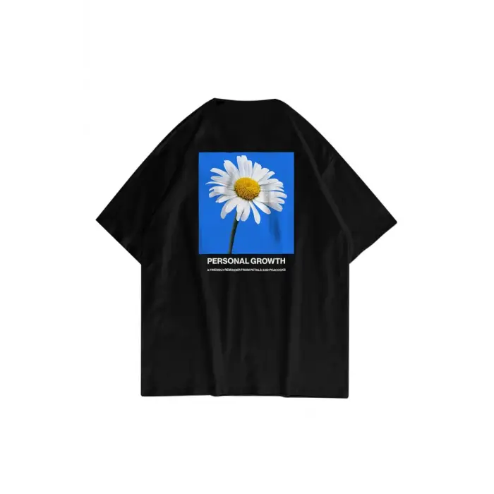 Unisex Papatya Siyah Tshirt