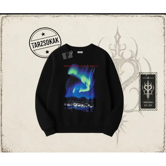 Unisex Paris Oversize Unisex Bisiklet Yaka Sweatshirt Beyaz