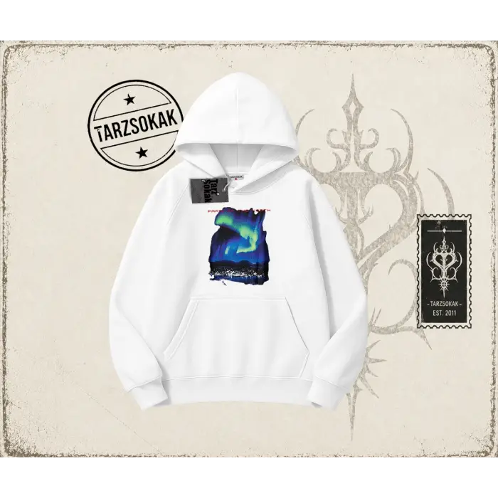 Unisex Paris Oversize Unisex Kapşonlu Sweatshirt Beyaz