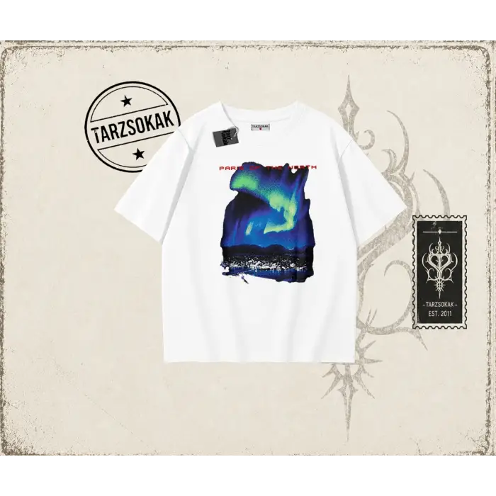 Unisex Paris Oversize Unisex Tişört Beyaz