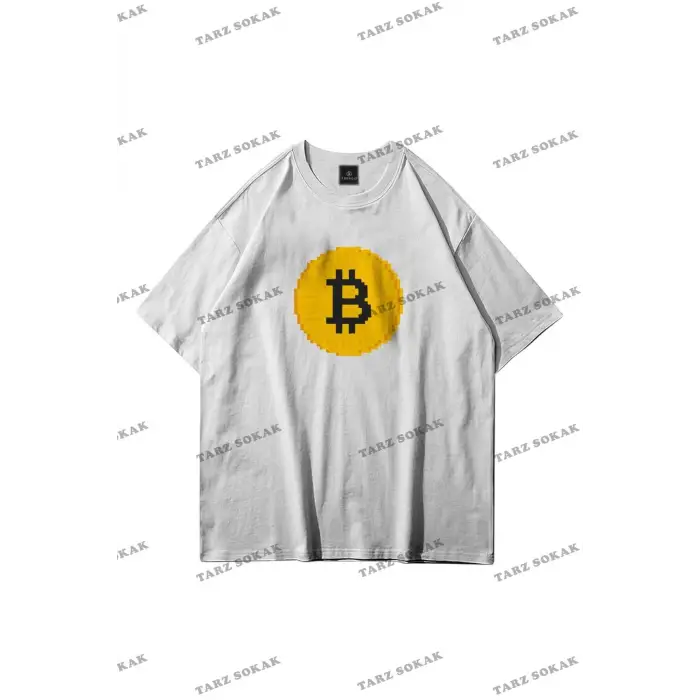 Unisex Pixel Bitcoin Beyaz