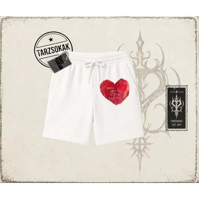 Unisex Please Write Me a Love Letter Unisex Şort Beyaz