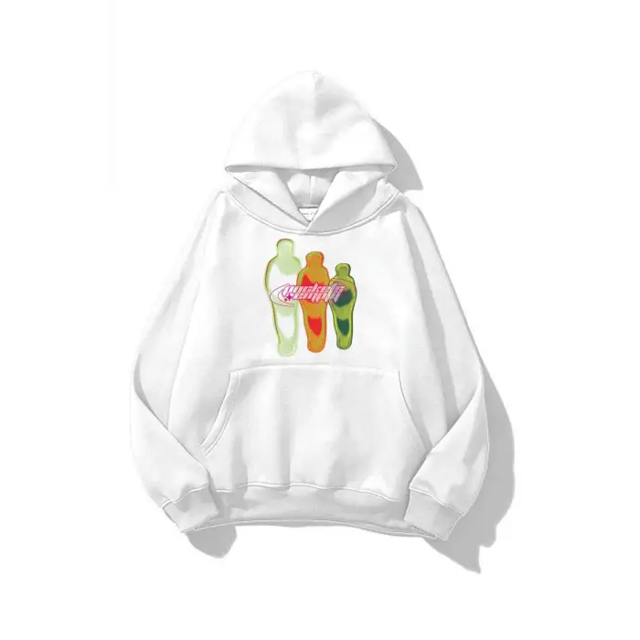 Unisex Pockets Empty Sweatshirt Beyaz