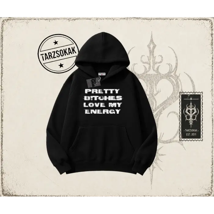 Unisex Pretty Oversize Unisex Kapşonlu Sweatshirt Beyaz