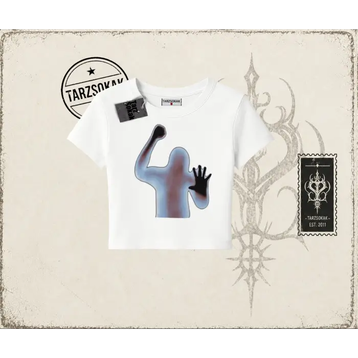 Unisex Psycho Kadın Baby Tee Beyaz