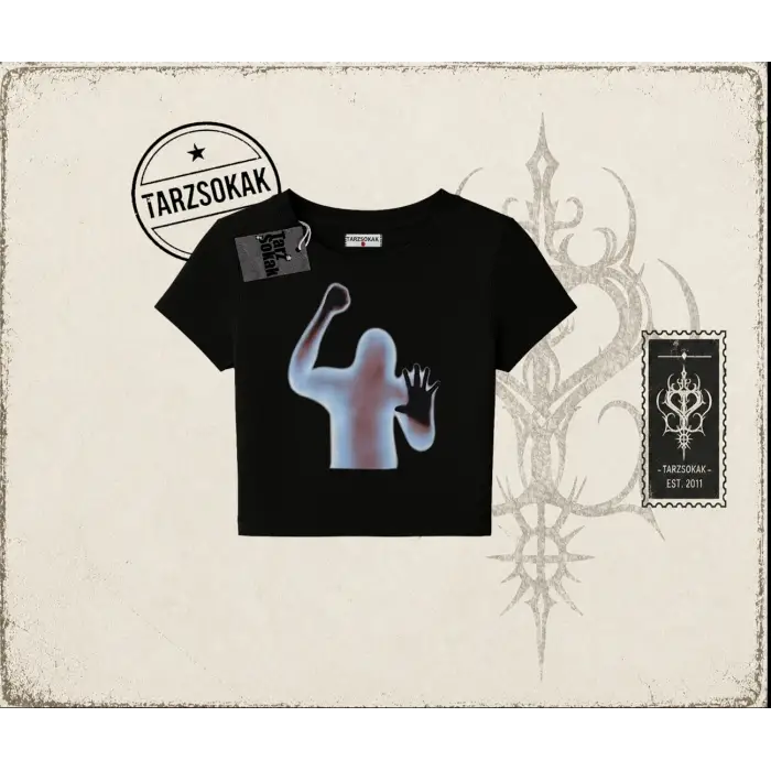 Unisex Psycho Kadın Baby Tee Beyaz