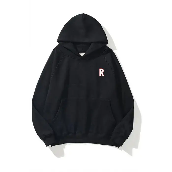 Unisex R Harfli Siyah Sweatshirt