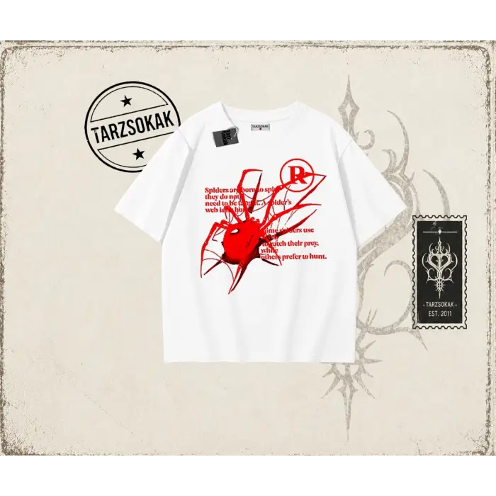 Unisex R Spider Oversize Unisex Tişört Beyaz