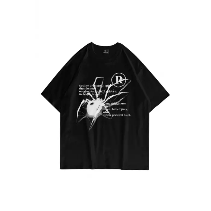 Unisex R Spider Tshirt Siyah
