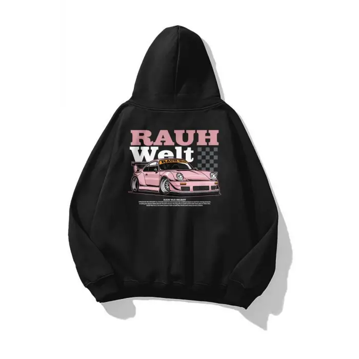 Unisex Rauh Welt Sweatshirt Siyah