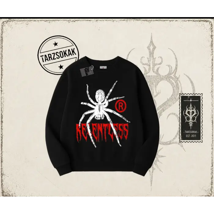 Unisex Relentless Oversize Unisex Bisiklet Yaka Sweatshirt Beyaz
