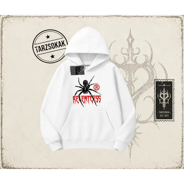 Unisex Relentless Oversize Unisex Kapşonlu Sweatshirt Beyaz