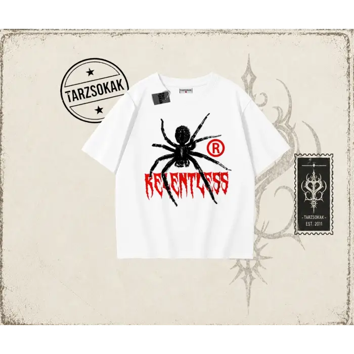 Unisex Relentless Oversize Unisex Tişört Beyaz