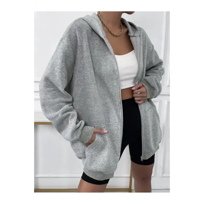 Unisex Renkli Oversize Kapüşonlu Fermuarlı Hırka