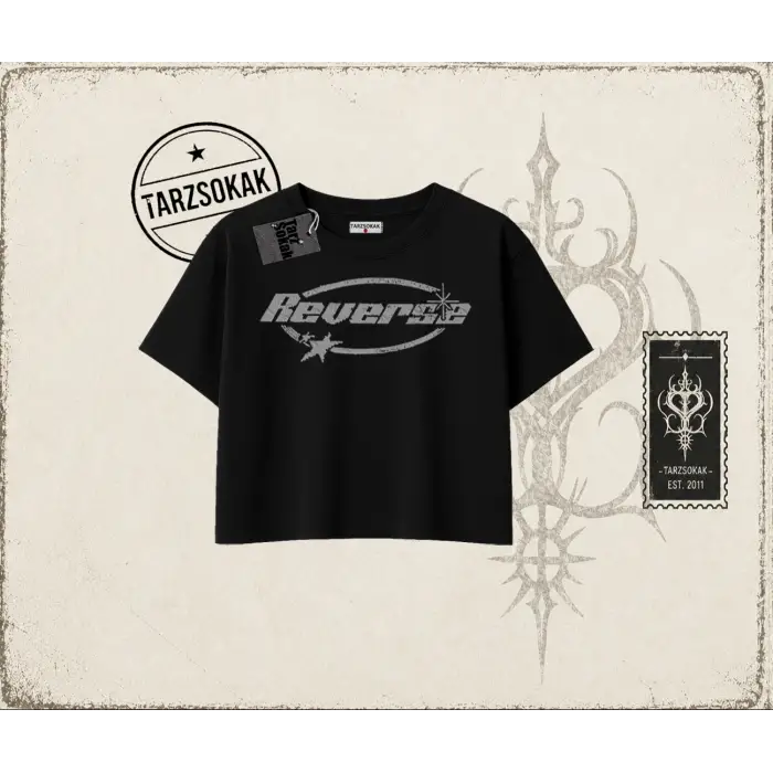 Unisex Reverse Kadın Crop Tişört Beyaz