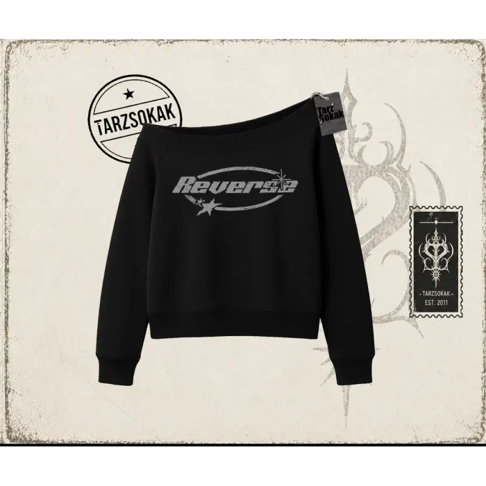 Unisex Reverse Kadın Kayık Yaka Sweatshirt Beyaz