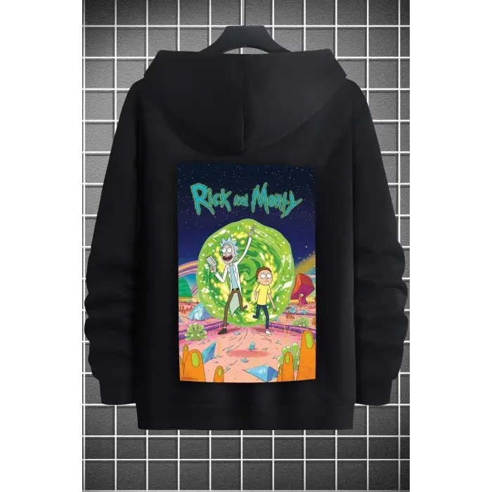 Unisex Rick And Morty Baskılı Sweatshirt TY-siyah-rickmorty