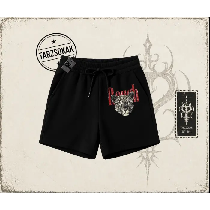 Unisex Rough Leopar Unisex Şort Beyaz