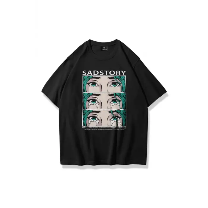 Unisex Sad Story Tshirt Siyah