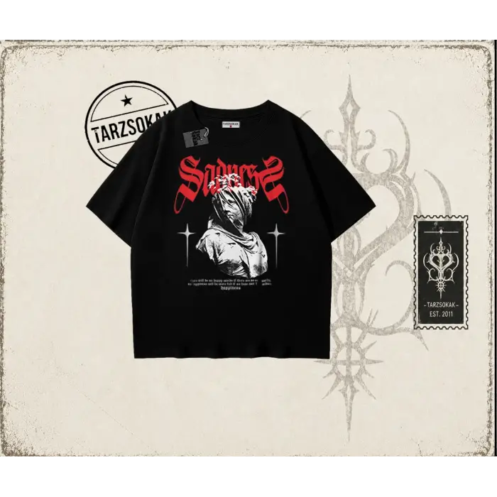 Unisex Sadness Oversize Unisex Tişört Beyaz
