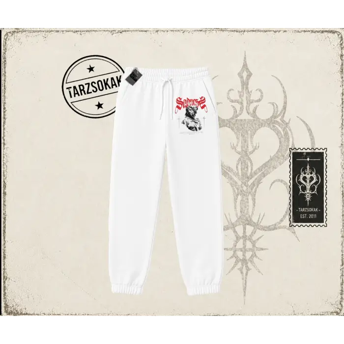 Unisex Sadness Unisex Jogger Eşofman Altı Beyaz