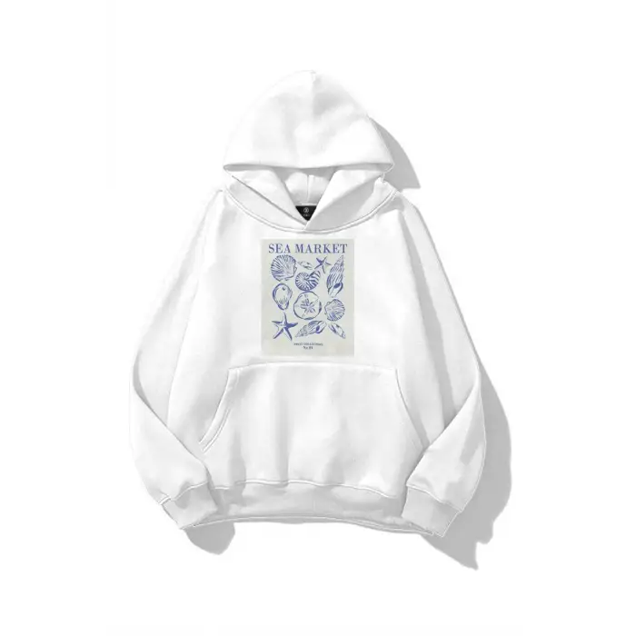 Unisex Sea Market Sweatshirt Beyaz