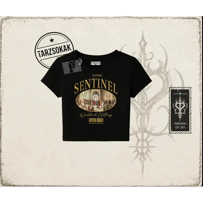 Unisex Sentinel Kadın Baby Tee Beyaz