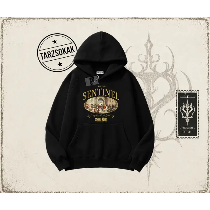 Unisex Sentinel Oversize Unisex Kapşonlu Sweatshirt Beyaz