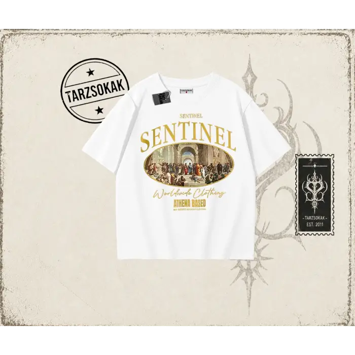 Unisex Sentinel Oversize Unisex Tişört Beyaz