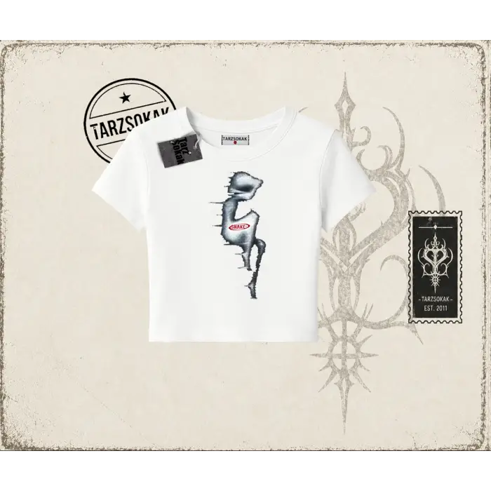 Unisex Shake Kadın Baby Tee Beyaz